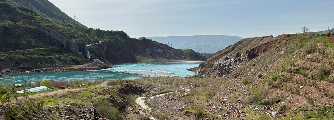Mountain road in winter Tajikistan
