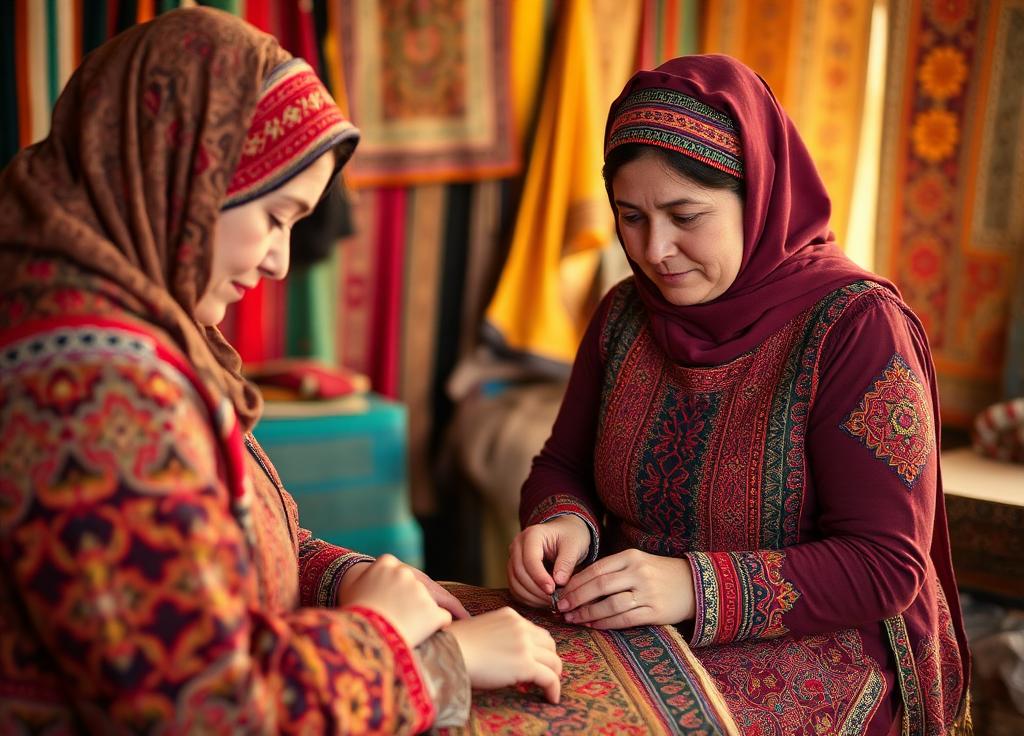Tajik women artisans creating handicrafts